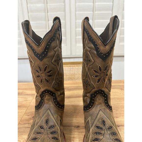 Laredo Women's Bouquet Western Performance Boots Brown Leather Sz 8 Lightly Worn - Picture 5 of 16
